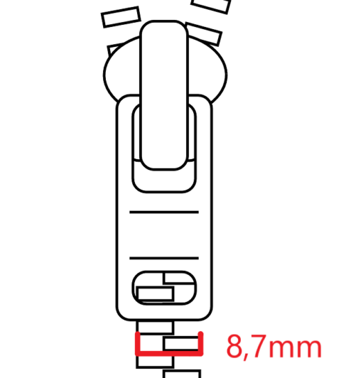 Krampenreißverschlüsse der Größe K8 mit 8,7mm Krampenbreite