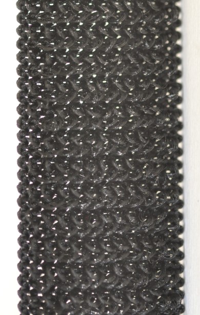 Elastisches Flauschband schwarz 20mm gedehnt Rueckseite